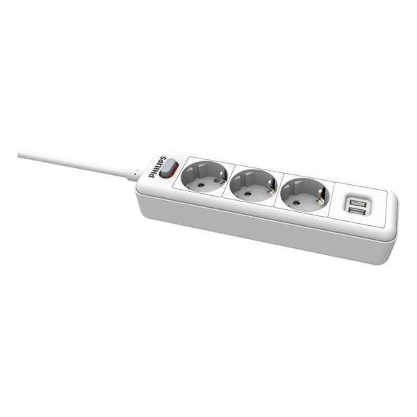 Philips 3-voudige Stekkerdoos - SPN3032WA/19 - 230V - Wit - met USB