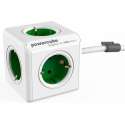 DesignNest PowerCube Extended 1,5 meter kabel - wit/groen - 5 stopcontacten Type F - stekkerdoos - stekkerblok