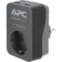 APC by Schneider Electric PME1WU2B-GR Overspanningsbeveiliging tussenstekker Met USB Zwart