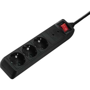 Hama 00137261 3AC outlet(s) 230V 1.3m Zwart Overspanningsbeveiliging