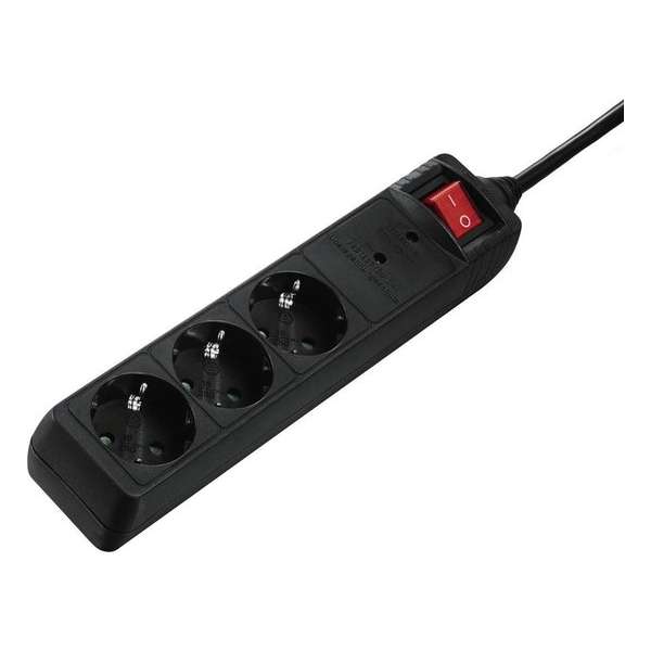 Hama 00137261 3AC outlet(s) 230V 1.3m Zwart Overspanningsbeveiliging