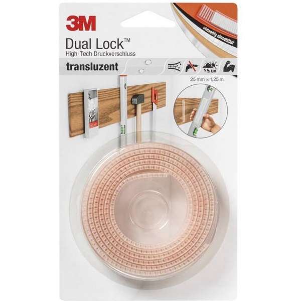 3M Klittenband Om vast te plakken (l x b) 1.25 m x 25 mm Transparant 1 stuk(s)