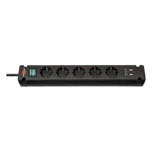 Brennenstuhl Brennenstuhl Brennenstuhl Bremounta Extension Socket 5-way 2x USB black 3m H05VV-F 3G1.5  Zwart