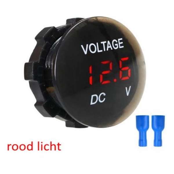 Voltmeter digitaal inbouw 5-48V |Auto, motorfietsen, boot | waterdicht en stofdicht| Rood | 36x16mm