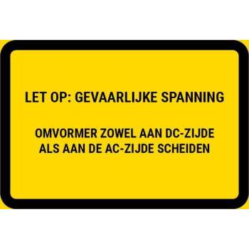 PV Sticker Omvormer NEN1010 - LET OP: Gevaarlijke spanning - 25 STUKS