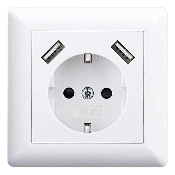 Homra Brock USB stopcontact | Inbouw wandcontactdoos | Wit