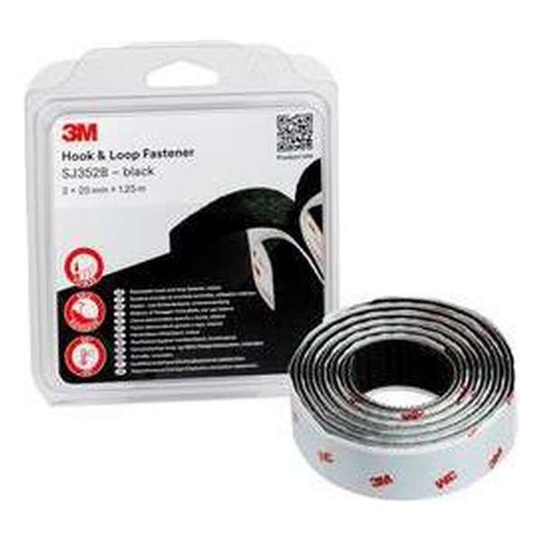 3M SJ352B Klittenband Om vast te plakken (l x b) 1.25 m x 25 mm Zwart 1 stuk(s)