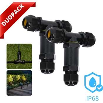 Duo-pack Proventa T-connector - Waterdichte kabeldoos - Lasdoos met wartel - IP68