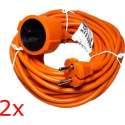 2X Oranje tuin Verlengsnoer 20 Meter buiten Verlengkabel 2500w 250v