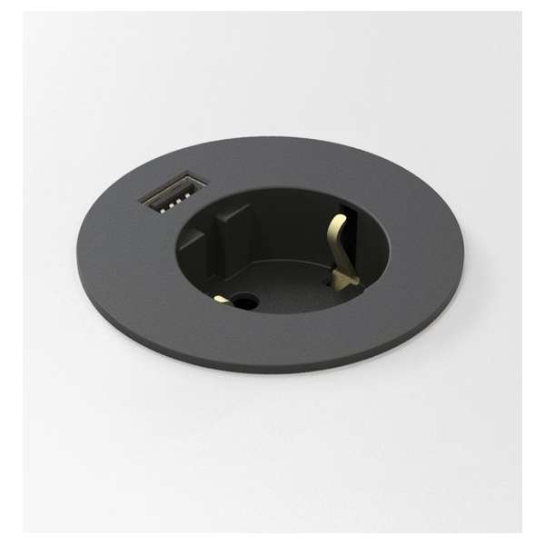 Powerdot midi 60mm 1xstopcontact 1x USB lader zwart