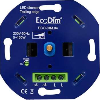 EcoDim - LED Dimmer - ECO-DIM.04 - Fase Afsnijding RC - Inbouw - Enkel Knop - 0-150W - BES LED