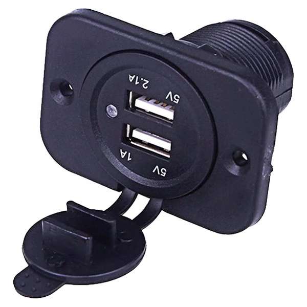 ProCar - PUSB1 -1x2 USB inbouwstopcontact met deksel - 12V/24V - 5V/2.1A - Auto/Boot/Camper