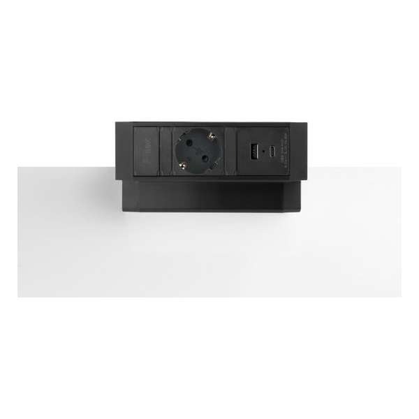 Filex Power Desk Up® 2.0 - 1x 230V, 1x USB A+C Charge (5.0V - 3.1A - 15.5W) - Zwart