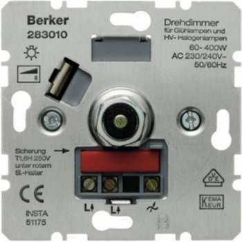 Berker sokkel inbouw dimmer voor 230V lampen 400W