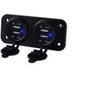 ProCar - PUSB2 - 2x2 USB inbouwstopcontact met deksel - 12V/24V - 5V/2.1A - Auto/Boot/Camper