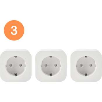 Smart plug - Set van 3 - Slimme stekker 16A - Google Home (Google Assistant) - met stroommeter via mobiele applicatie