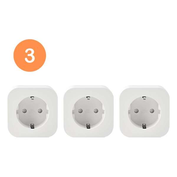 Smart plug - Set van 3 - Slimme stekker 16A - Google Home (Google Assistant) - met stroommeter via mobiele applicatie