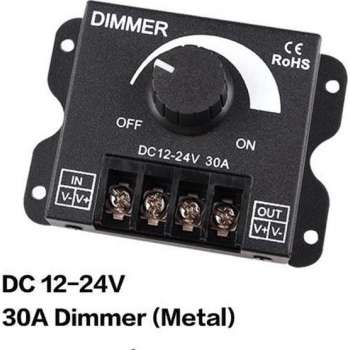 Led dimmer met draaiknop 12-24 volt / 30 Amperè