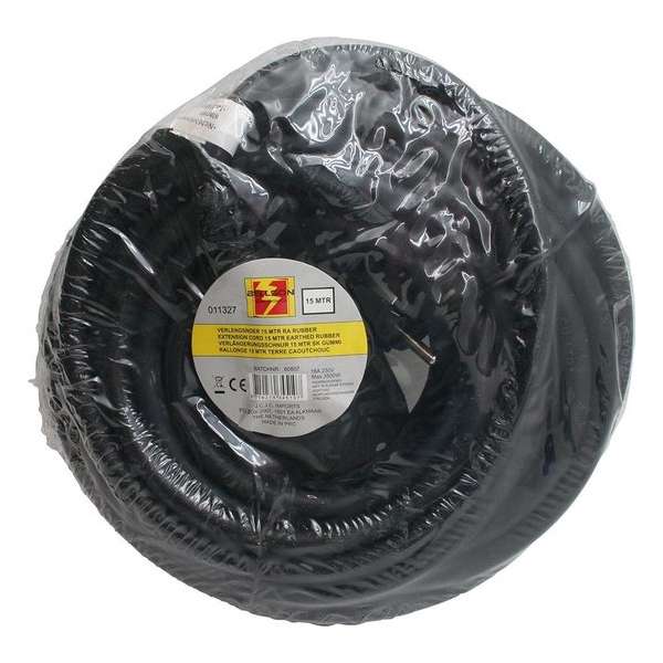 Verlengsnoer Rubber Met Randaarde 3x1,5mm   Voor Binnen En Buiten (15 Meter)