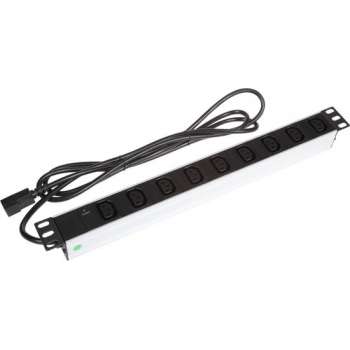 PDU-9V-C13 - 9 voudige stekkerdoos zonder schakelaar 9x C13 met C14 plug, 19 inch 2,5m kabel