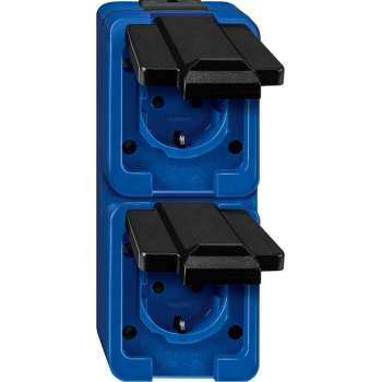 Stopcontact - Opbouw - Randaarde - 2V - Verticaal - Blauw - Slagvast - Schneider Electric - 229286