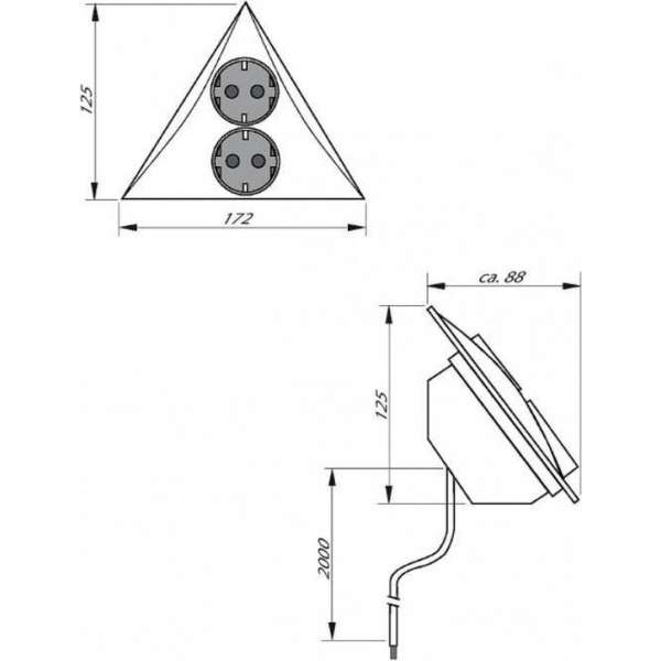 Hera Luxor dubbele contactdoos/stopcontact. Inox