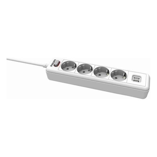 Philips 4-voudige Stekkerdoos - SPN3042WA/19 - 230V - Wit - met USB