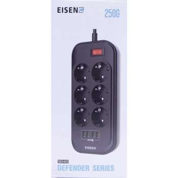 Eisenz 6 universele stopcontacten en 4 USB poorten Adapter