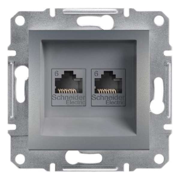 Schneider Electric Asfora serie - Dubbele  RJ45 CAT6 UTP - Internet Wandcontactdoos -  GRIJS