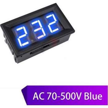 Inbouw AC Voltmeter vanaf 70V tot 500V / Blauw LED / eenvoudig aan te sluiten