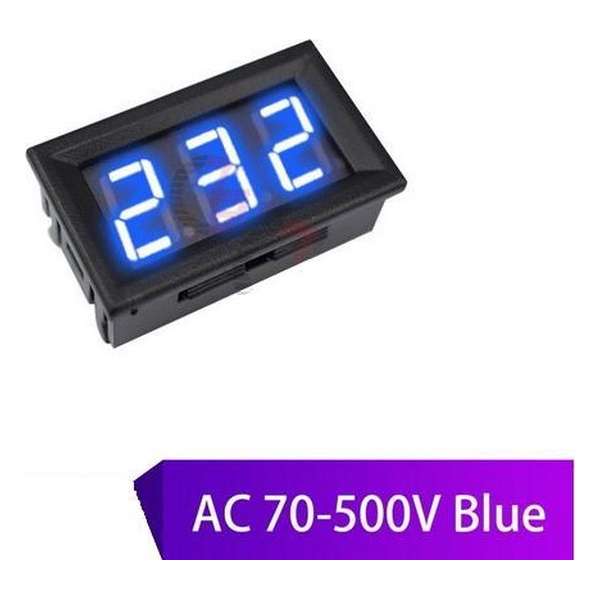 Inbouw AC Voltmeter vanaf 70V tot 500V / Blauw LED / eenvoudig aan te sluiten