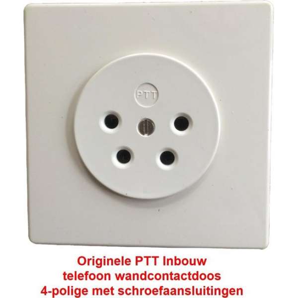 Telefoon Wandcontactdoos - Originele PTT inbouwdoos - 4 polig - met schroefaansluitingen - Telefoon-aansluitdoos