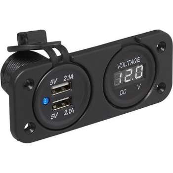 ProPlus 450464 Voltmeter 6-30V + USB dubbele stekkerdoos