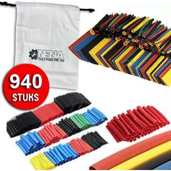 Krimpkous assortiment - 940 stuks! - 8 maten - incl. Bewaarzak - Voordeelpak - Krimpkousen Set - Soldeerhuls - Soldeerhulzen