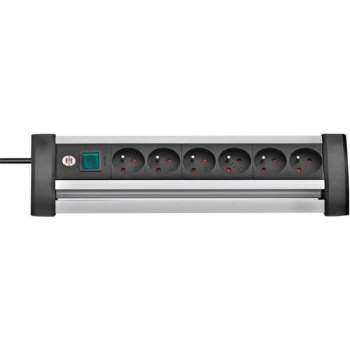 Brennenstuhl Premium Office-Line Alu Power Strip 6 stopcontacten 3m met schakelaar