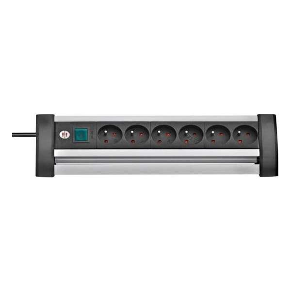 Brennenstuhl Premium Office-Line Alu Power Strip 6 stopcontacten 3m met schakelaar