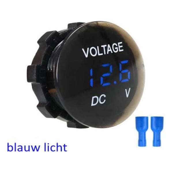 Voltmeter digitaal inbouw 5-30V |Auto, motorfietsen, boot | waterdicht en stofdicht| Blouw | 36x22mm