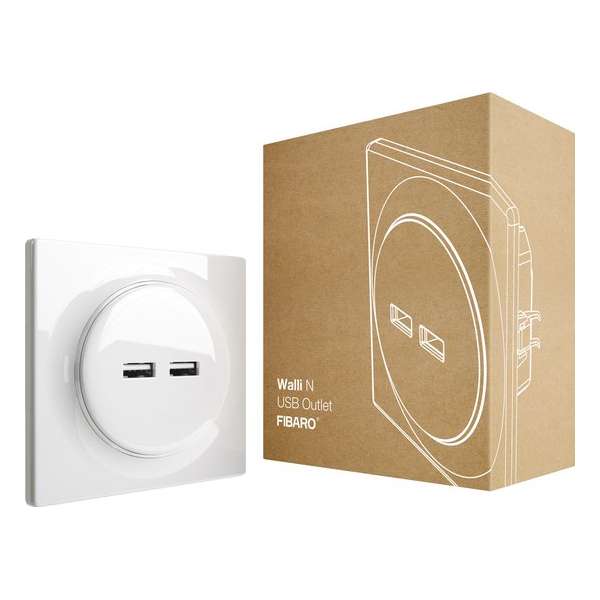 FIBARO Walli N USB Outlet - Wit - Klassiek basiselement