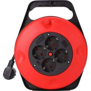 Kabelhaspel - Igia Ronin - 4 Stopcontacten - 15 Meter - Rood