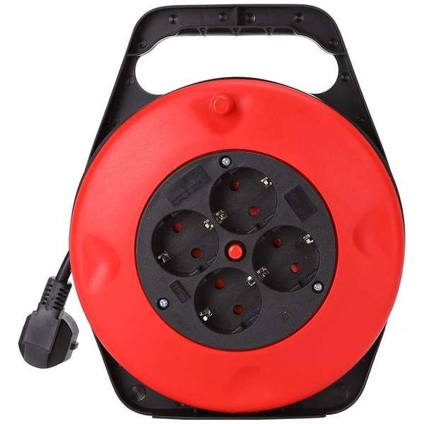 Kabelhaspel - Igia Ronin - 4 Stopcontacten - 15 Meter - Rood