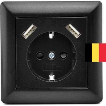 Homra Brock USB Stopcontact BE - Zwart