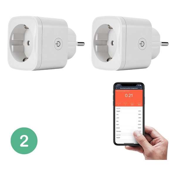 BELIFE® Smart Plug - 2 stuks - Slimme Stekker met ENERGIEMETER - Google Home & Amazon Alexa Compatible - Smart Home