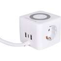 Q-Link Stekkerdoos met Wireless Charger – Powercube met USB – Stekkerblok Kubus – Wit