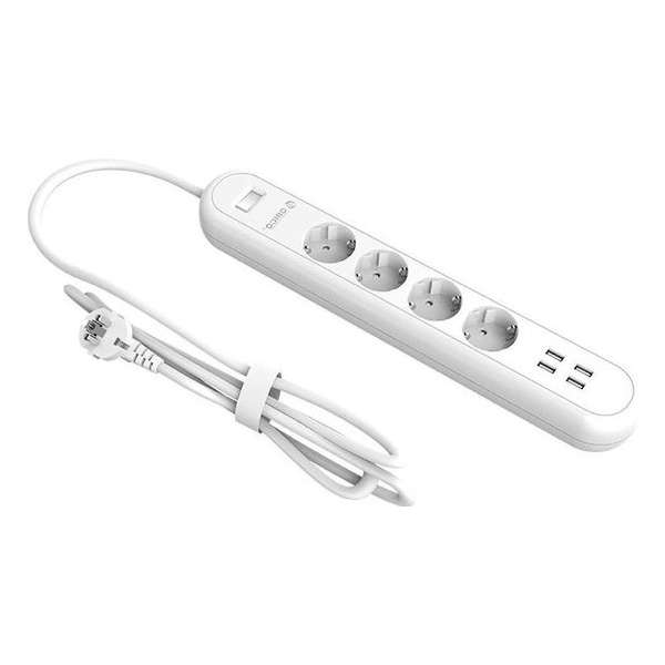 ORICO Stekkerdoos met 4 stopcontacten en 4 USB-laadpoorten - 4000W - wit