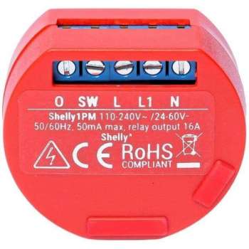 Shelly 1PM single channel relay switch met stroommeter WIFI