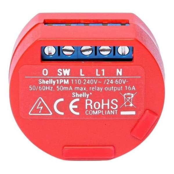 Shelly 1PM single channel relay switch met stroommeter WIFI