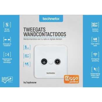 Technetix wandcontactdoos TRAS-2000 SHOP compleet / KabelKeur en Ziggo Geschikt