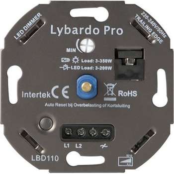 Lybardo ITEC 3-200W Pro LED Dimmer - Fase Afsnijding - Universeel - Elektronische zekering - Inbouw