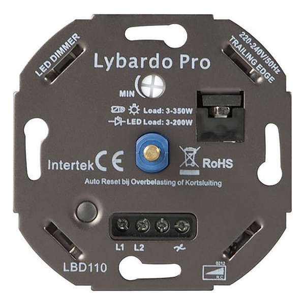 Lybardo ITEC 3-200W Pro LED Dimmer - Fase Afsnijding - Universeel - Elektronische zekering - Inbouw