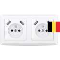 Homra Brock USB stopcontact dubbel | Inbouw wandcontactdoos | Wit | Penaarde (BELGIË)